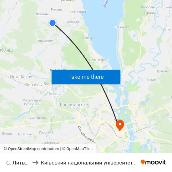 С. Литвинівка to Київський національний університет культури і мистецтв map