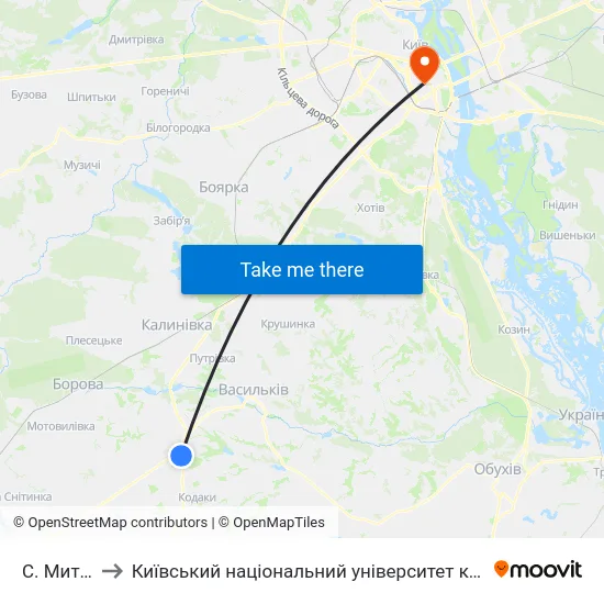 С. Митниця to Київський національний університет культури і мистецтв map