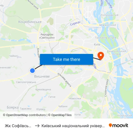 Жк Софіївський Квартал to Київський національний університет культури і мистецтв map