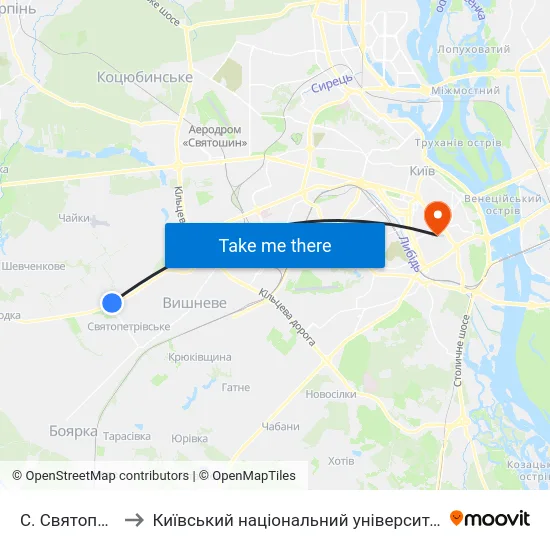 С. Святопетрівське to Київський національний університет культури і мистецтв map