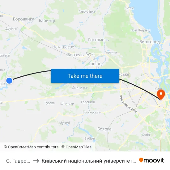 С. Гавронщина to Київський національний університет культури і мистецтв map
