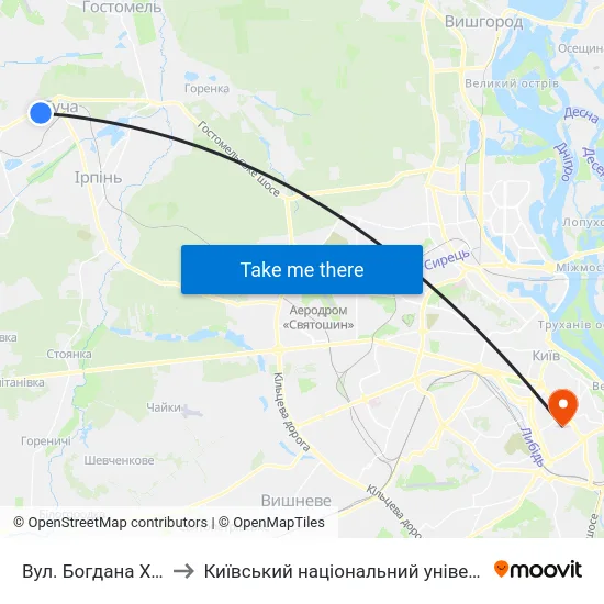 Вул. Богдана Хмельницького to Київський національний університет культури і мистецтв map