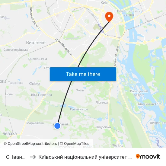 С. Іванковичі to Київський національний університет культури і мистецтв map