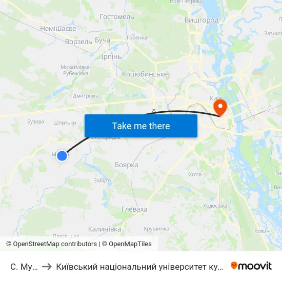 С. Музичі to Київський національний університет культури і мистецтв map