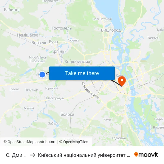 С. Дмитрівка to Київський національний університет культури і мистецтв map