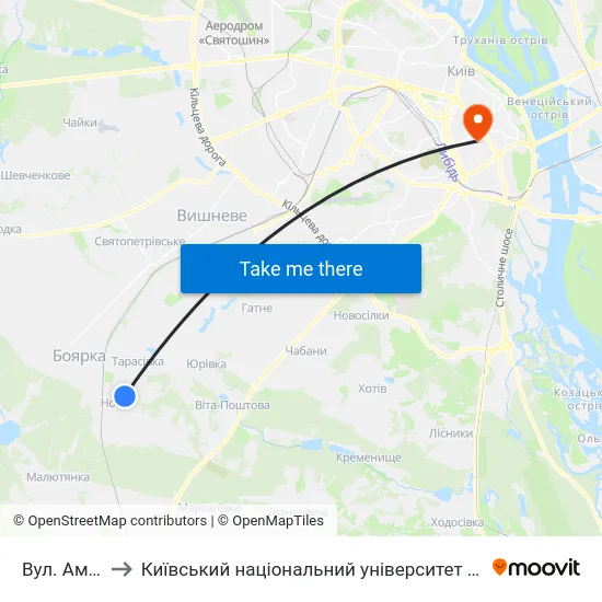 Вул. Амосова to Київський національний університет культури і мистецтв map
