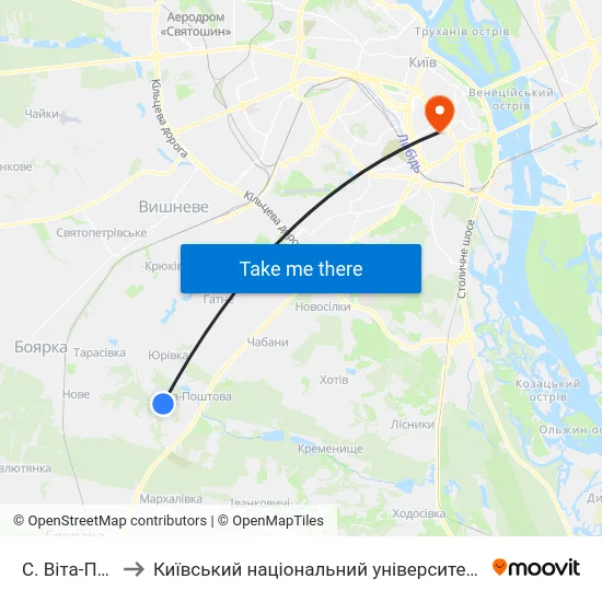 С. Віта-Поштова to Київський національний університет культури і мистецтв map