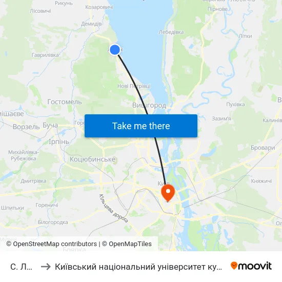 С. Лютіж to Київський національний університет культури і мистецтв map