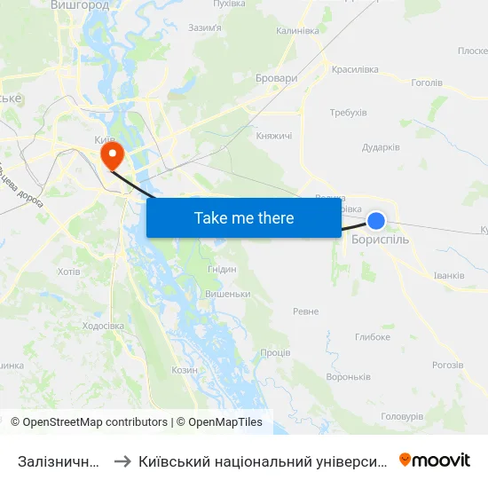 Залізничний Вокзал to Київський національний університет культури і мистецтв map