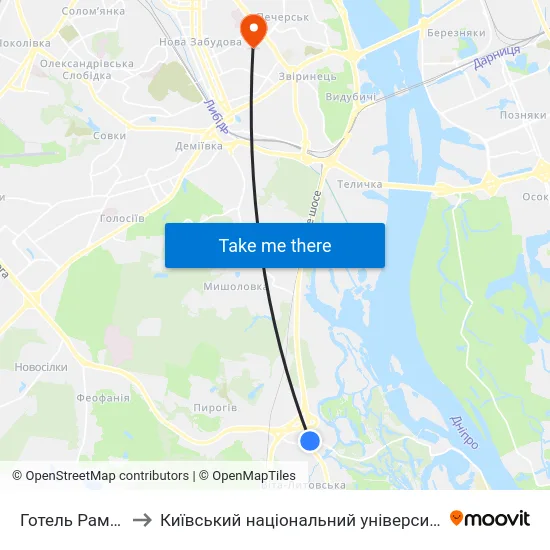 Готель Рамада Енкор to Київський національний університет культури і мистецтв map