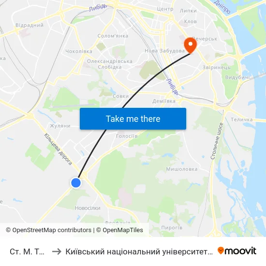 Ст. М. Теремки to Київський національний університет культури і мистецтв map