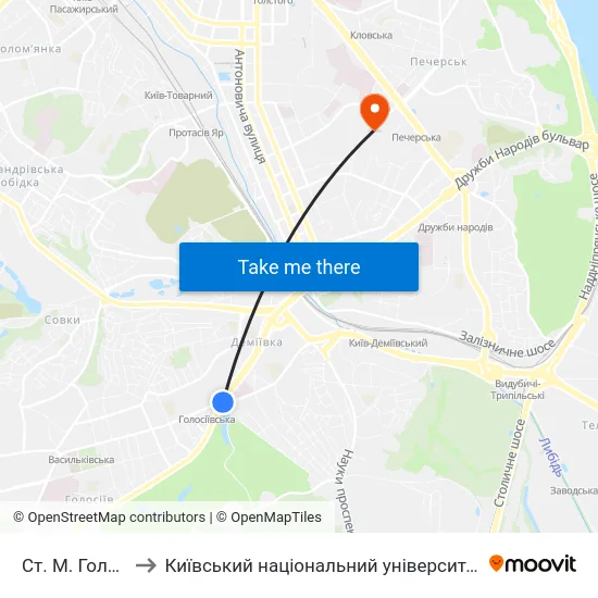 Ст. М. Голосіївська to Київський національний університет культури і мистецтв map