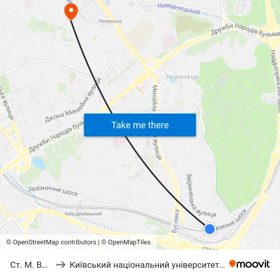 Ст. М. Видубичі to Київський національний університет культури і мистецтв map