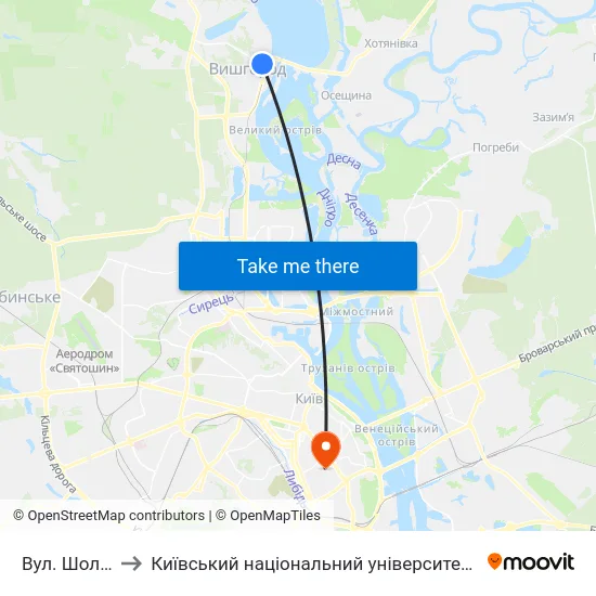 Вул. Шолуденка to Київський національний університет культури і мистецтв map