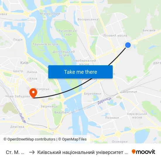 Ст. М. Лісова to Київський національний університет культури і мистецтв map