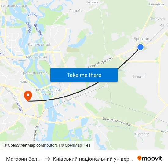 Магазин Зелений Папуга to Київський національний університет культури і мистецтв map