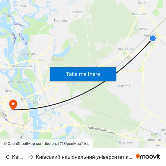 С. Квітневе to Київський національний університет культури і мистецтв map