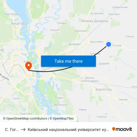С. Гоголів to Київський національний університет культури і мистецтв map