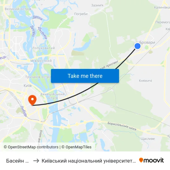 Басейн Купава to Київський національний університет культури і мистецтв map