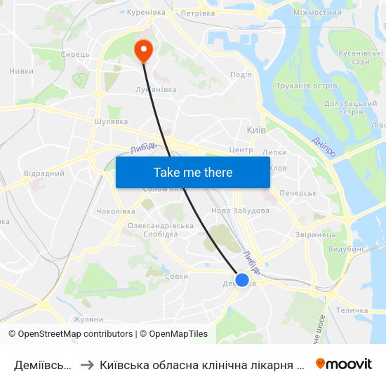 Деміївська to Київська обласна клінічна лікарня №1 map