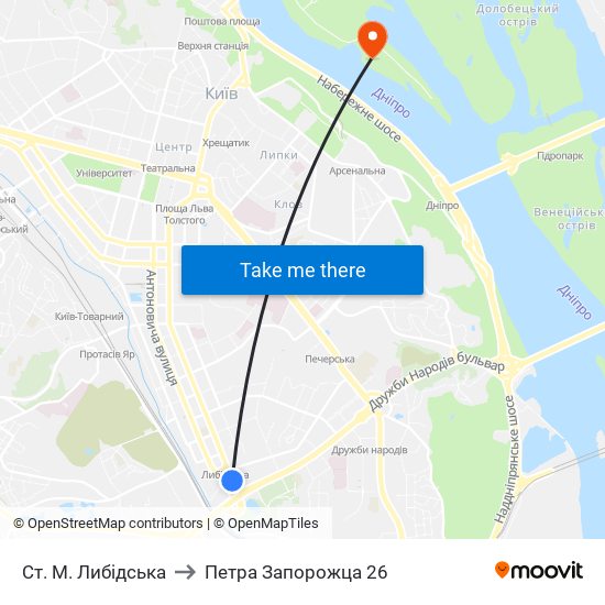Ст. М. Либідська to Петра Запорожца 26 map