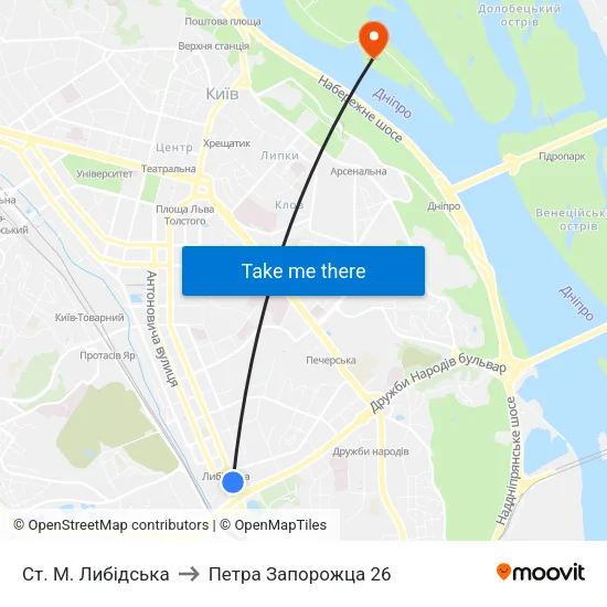 Ст. М. Либідська to Петра Запорожца 26 map