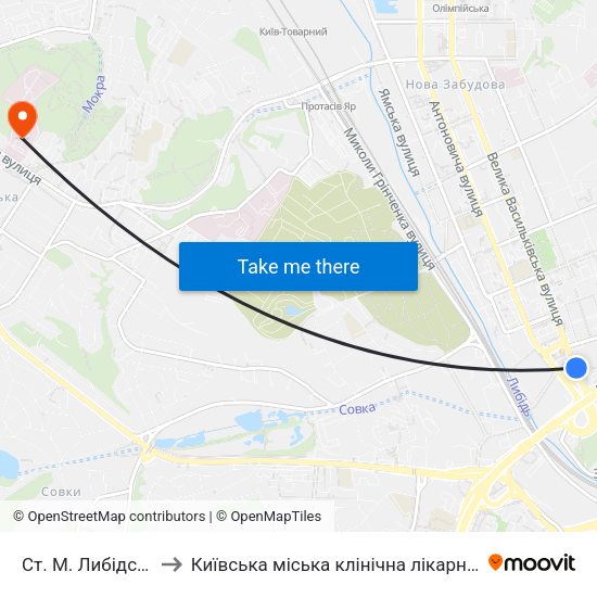 Ст. М. Либідська to Київська міська клінічна лікарня №4 map