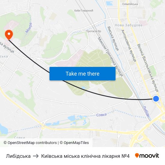 Либідська to Київська міська клінічна лікарня №4 map
