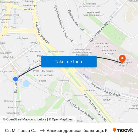 Ст. М. Палац Спорту to Александровская больница. Корпус 10 map