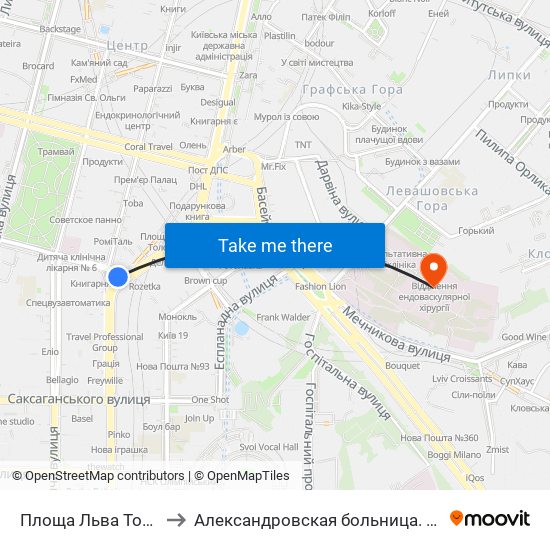 Площа Льва Толстого to Александровская больница. Корпус 10 map