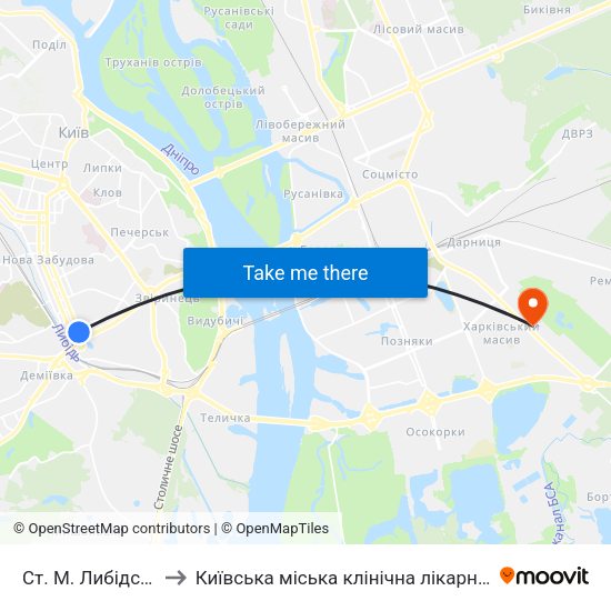 Ст. М. Либідська to Київська міська клінічна лікарня №1 map