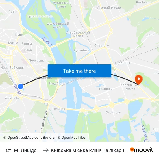 Ст. М. Либідська to Київська міська клінічна лікарня №1 map