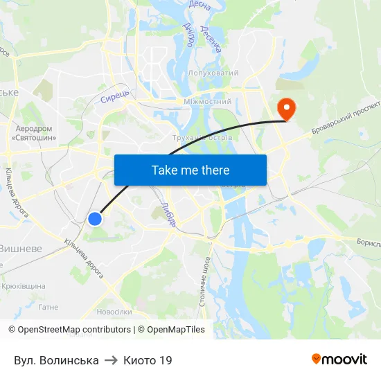 Вул. Волинська to Киото 19 map