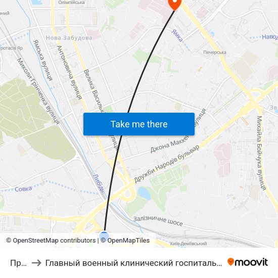 Пр. Науки to Главный военный клинический госпиталь.Отделение функциональной диагностики и кардиологии. map