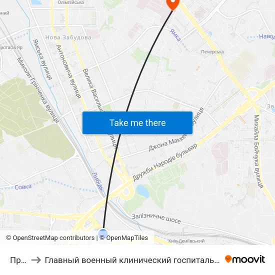 Пр. Науки to Главный военный клинический госпиталь.Отделение функциональной диагностики и кардиологии. map
