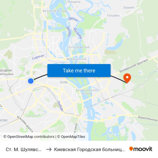 Ст. М. Шулявська to Киевская Городская больница 11 map