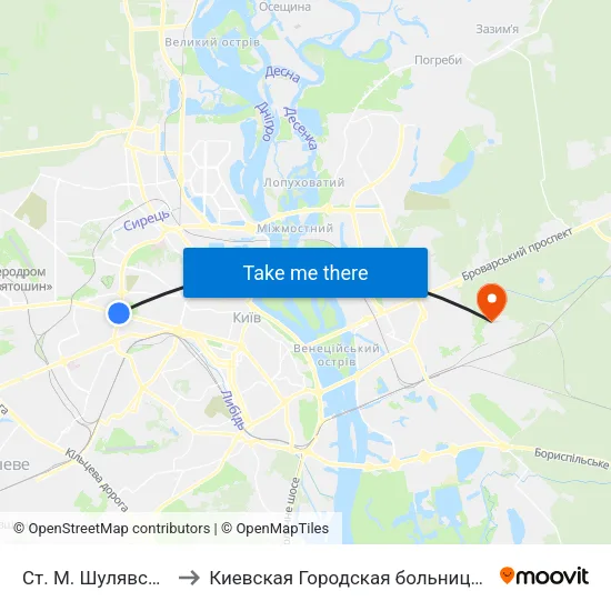 Ст. М. Шулявська to Киевская Городская больница 11 map