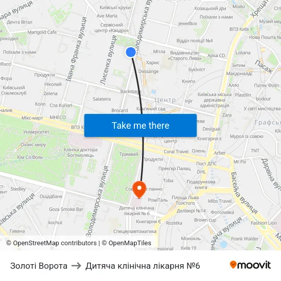 Золоті Ворота to Дитяча клінічна лікарня №6 map