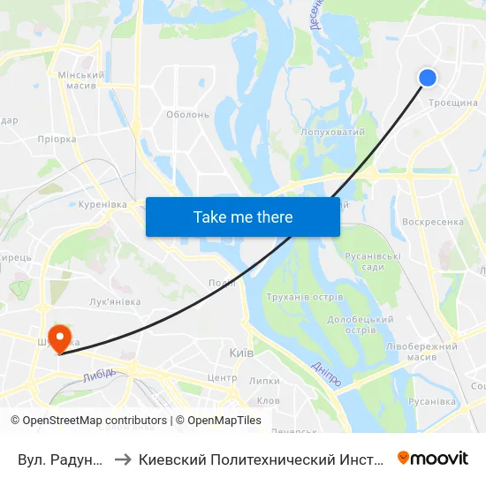 Вул. Радунська to Киевский Политехнический Институт КПИ map