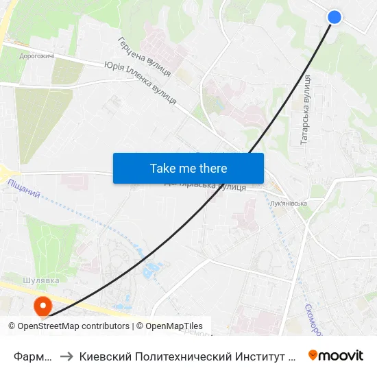 Фармак to Киевский Политехнический Институт КПИ map