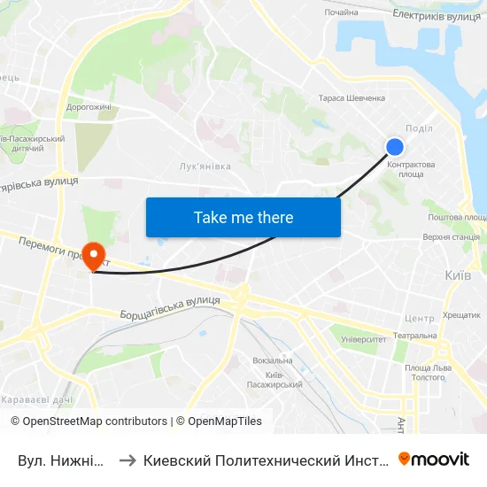 Вул. Нижній Вал to Киевский Политехнический Институт КПИ map