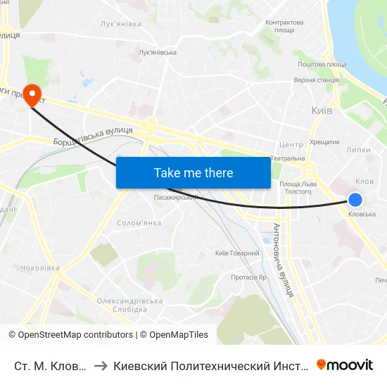 Ст. М. Кловська to Киевский Политехнический Институт КПИ map