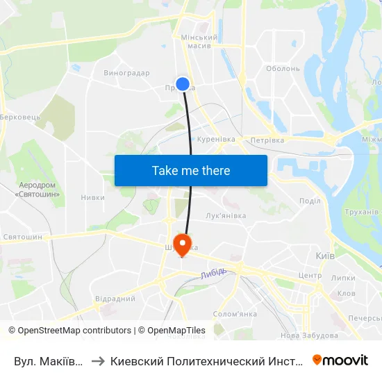 Вул. Макіївська to Киевский Политехнический Институт КПИ map