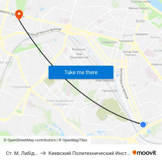 Ст. М. Либідська to Киевский Политехнический Институт КПИ map