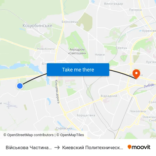 Військова Частина (На Вимогу) to Киевский Политехнический Институт КПИ map