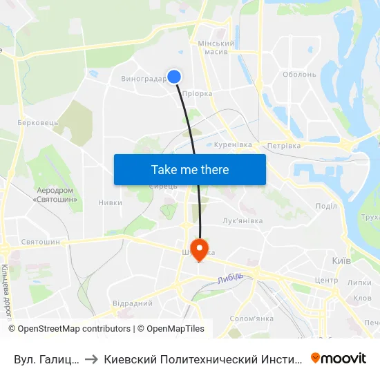 Вул. Галицька to Киевский Политехнический Институт КПИ map