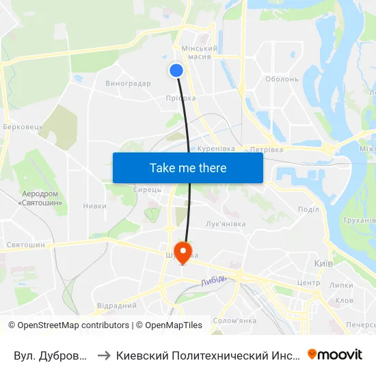 Вул. Дубровицька to Киевский Политехнический Институт КПИ map