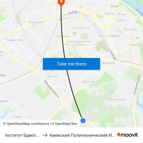 Інститут Бджільництва to Киевский Политехнический Институт КПИ map