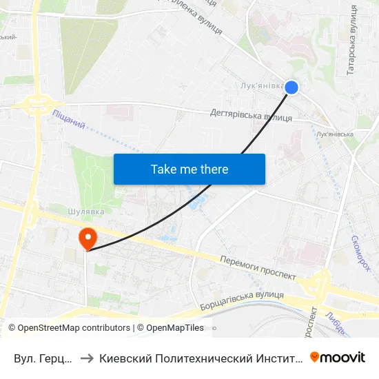 Вул. Герцена to Киевский Политехнический Институт КПИ map