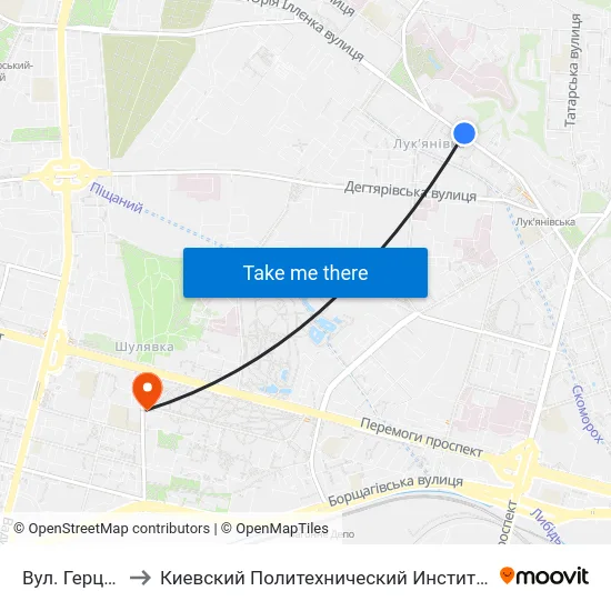 Вул. Герцена to Киевский Политехнический Институт КПИ map